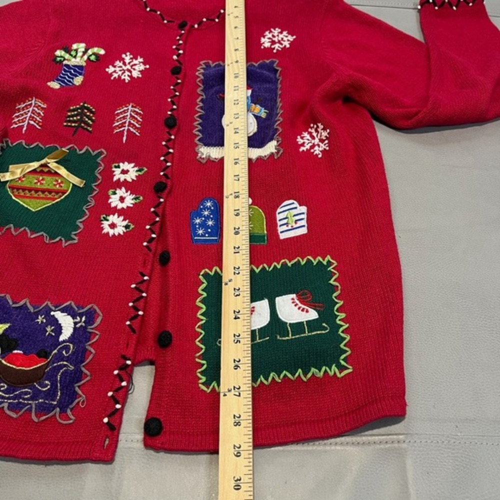 VTG Cherokee Women Red Christmas Xmas Office Party Ugly Sweater Snowman-XL-4333 - Picture 5 of 9